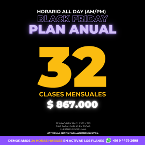 Black Friday / PLAN ANUAL 32 Clases Mensuales AM/PM - ALL DAY