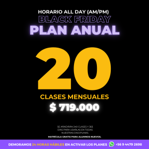 Black Friday / PLAN ANUAL 20 Clases Mensuales AM/PM - ALL DAY